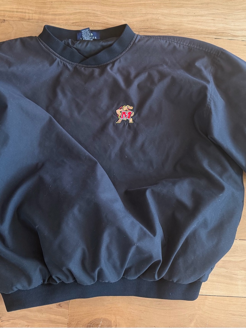Vantage Vintage NCAA Maryland UMD Terrapins Black Pullover Jacket  XL Sports